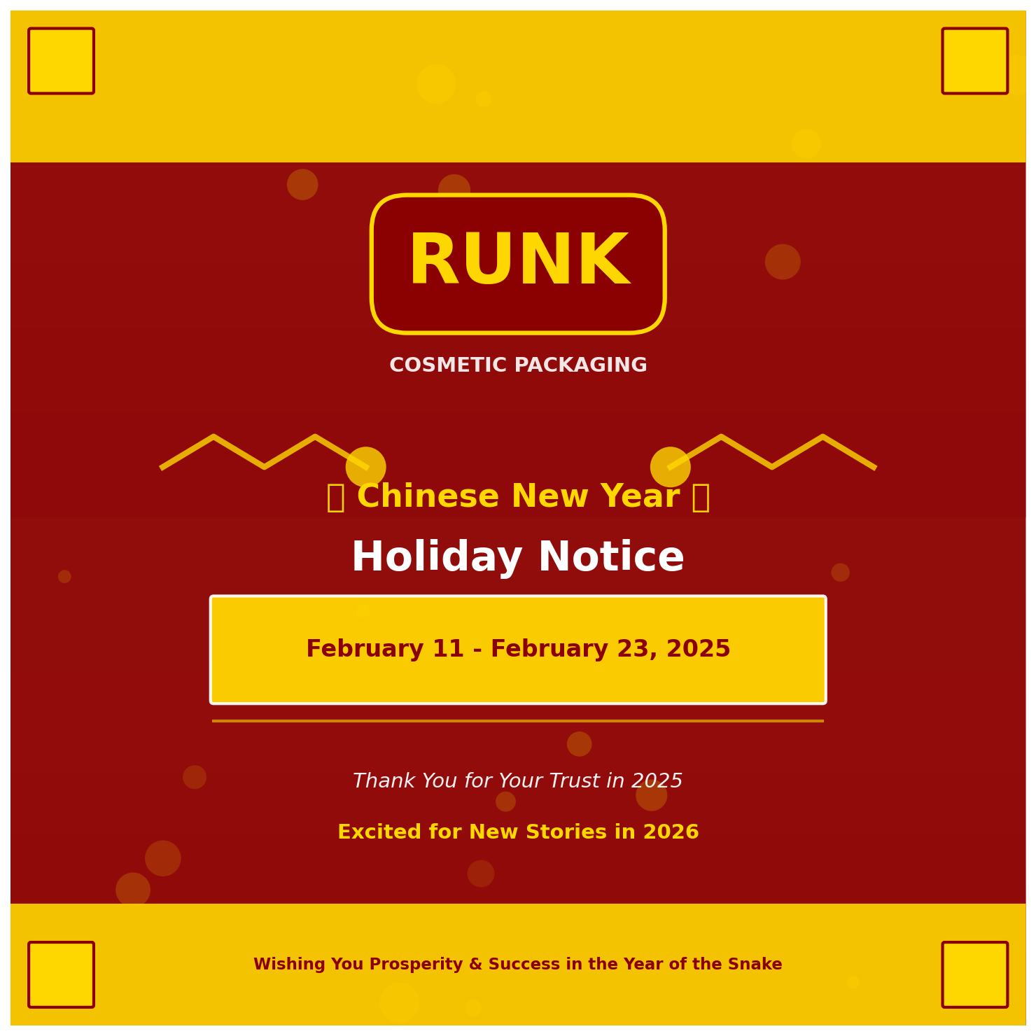 Runk Cosmetic Packaging Announces 2026 Chinese New Year Holiday Schedule