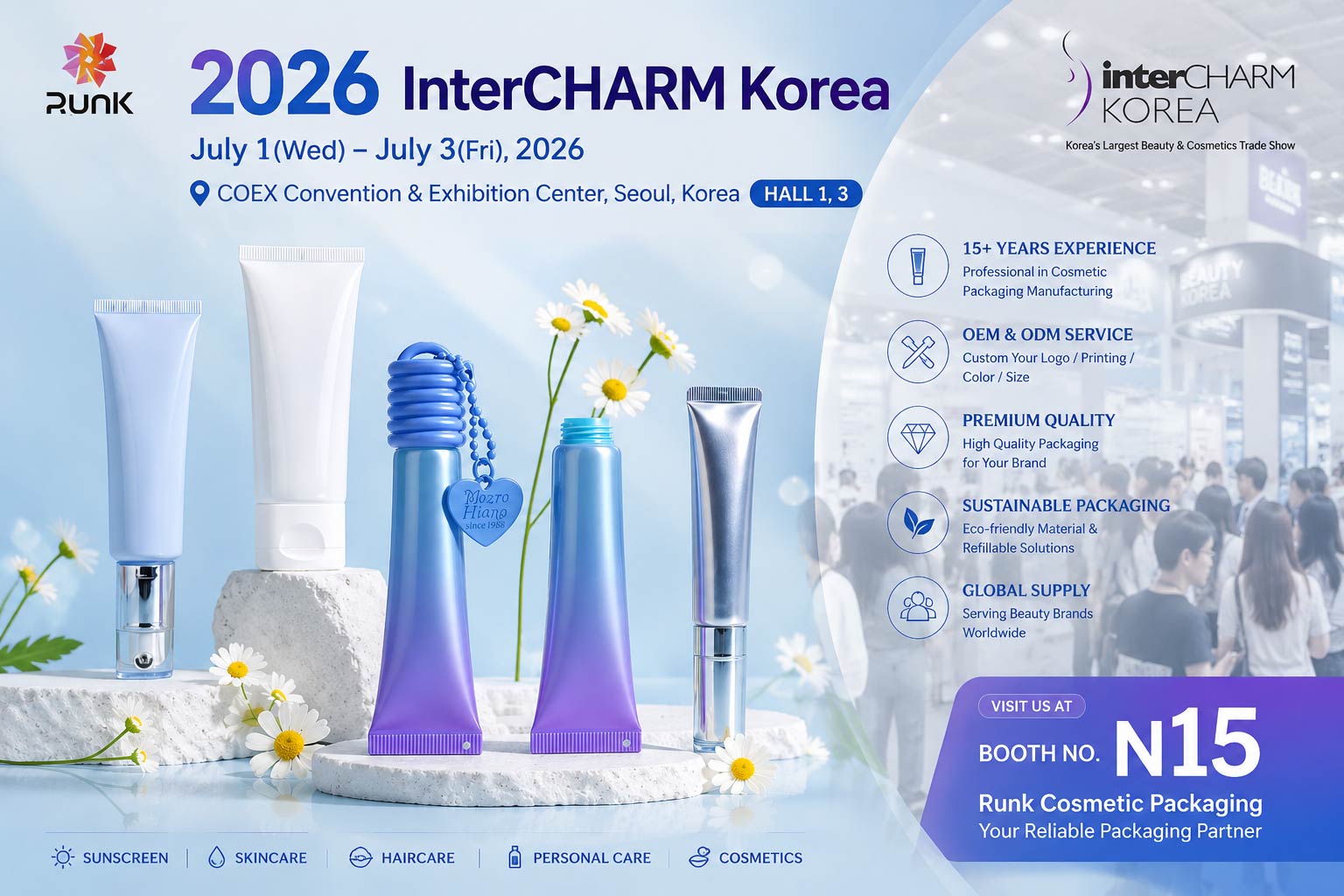 Runk Cosmetics Packaging Exhibits at the 2026 InterCHARM Korea